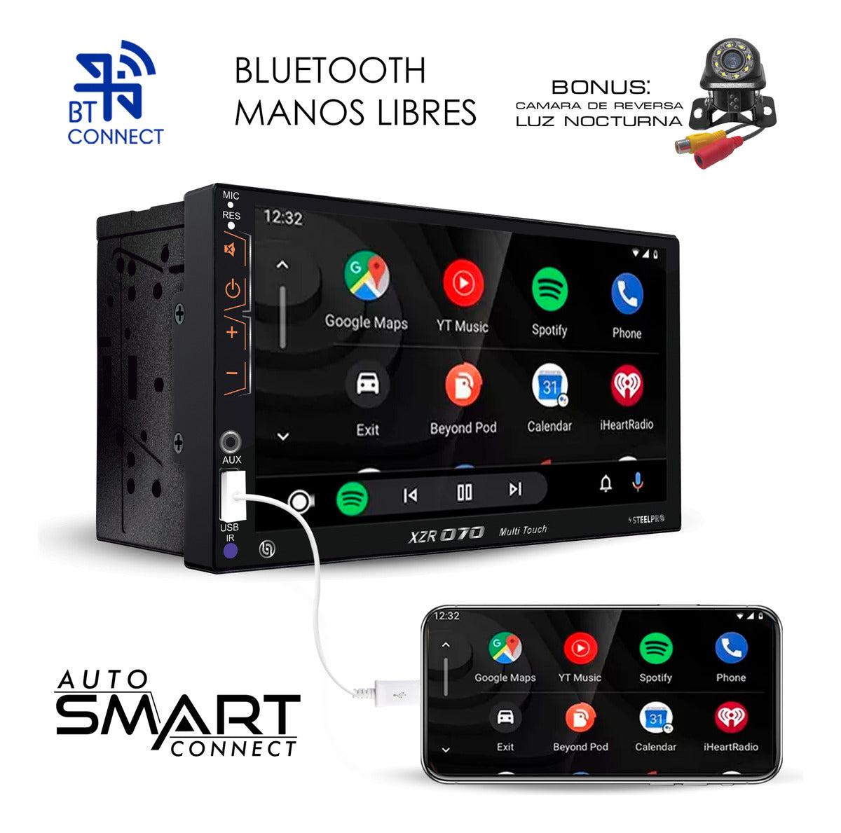 Autoestéreo Mirror Link Pantalla Táctil 7 Bluetooth Steelpro