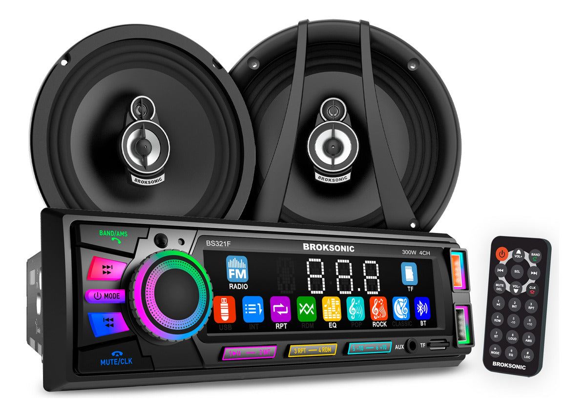Autoestereo Bocinas 6.5 3 Vias Bluetooth Broksonic Bs-321f65
