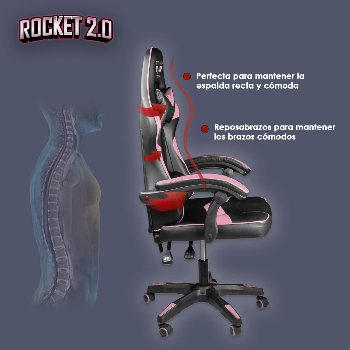 Silla Gamer Ergonómica Reclinable Rocket Game By Steelpro
