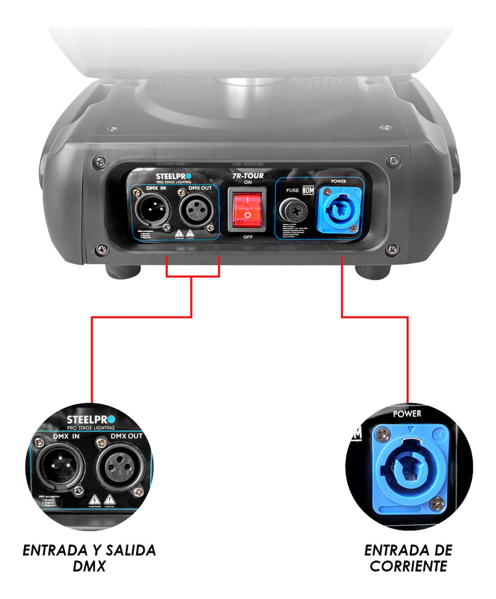 Case Cabeza Movil Beam 7r Tour Dmx + Arcoiris Luz Escenario Dj Steelpro Gratis 4 Pro Clamps Steelpro