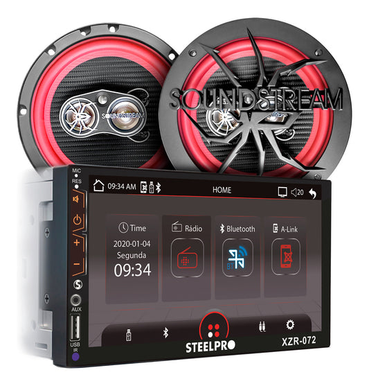 Kit Autoestéreo Steelpro Bluetooth + Bocinas 6.5 Soundstream