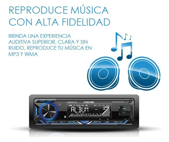 Estereo Para Auto Bluetooth Usb Con Par Bocinas 6.5 Steelpro