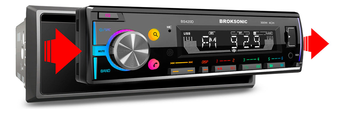 Autoestereo Desmontable Bocinas6.5 3vias Broksonic Bs-420d65