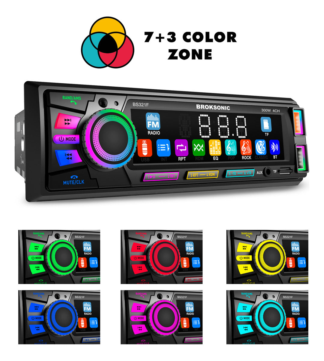 Autoestereo Bocinas 6.5 3 Vias Bluetooth Broksonic Bs-321f65