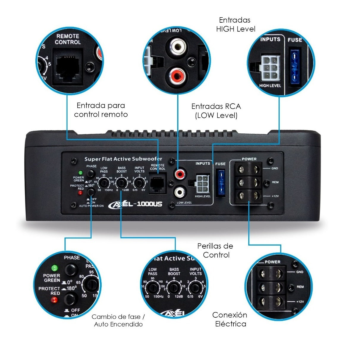 Subwoofer Amplificado 10' Axel By Steelpro + Kit De Cables