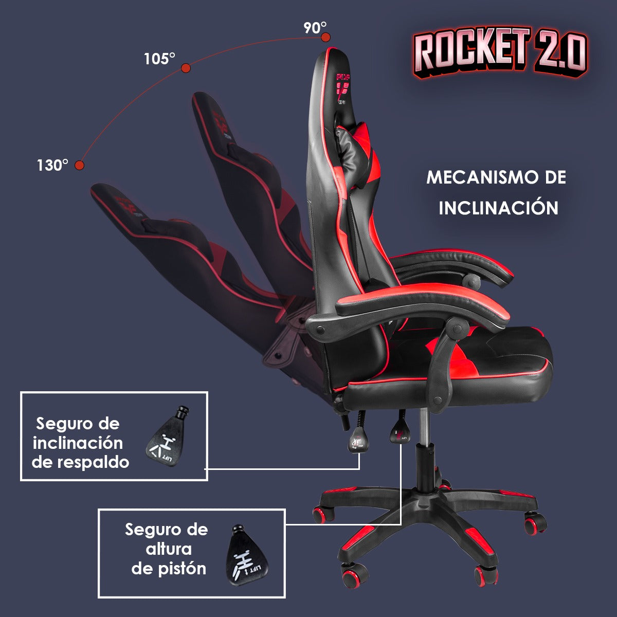 Silla Gamer Ergonómica Reclinable Rocket Game By Steelpro
