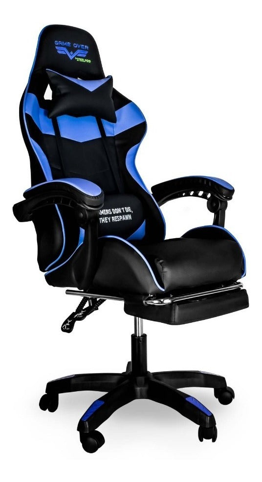 Silla De Escritorio Steelpro Rocket 2.0 Gamer Ergonómica Negra Y Rosa Con Tapizado De Cuero Sintético