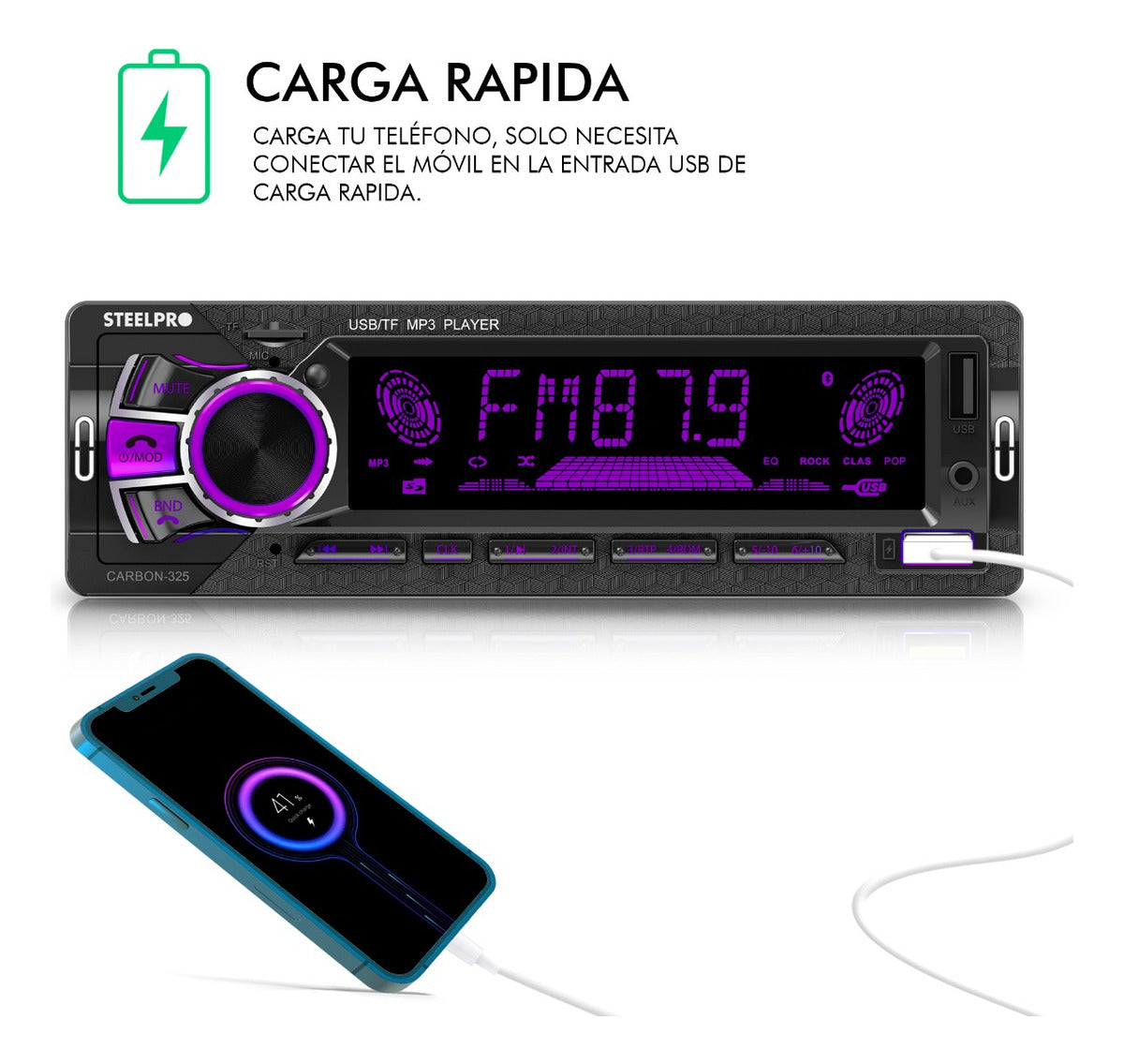 Autoestereo Bluetooth 1 Din 2usb, Sd Aux Estereo - Steelpro