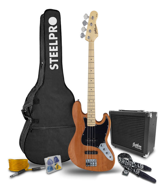 Paquete Bajo Electrico Jethro Series By Steelpro 507-sk Acabado Del Cuerpo Barnizado Cantidad De Cuerdas 4 Color Natural Mahagony Orientación De La Mano Diestro