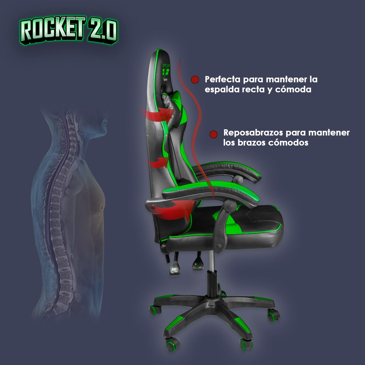 Silla Gamer Ergonómica Reclinable Rocket Game By Steelpro