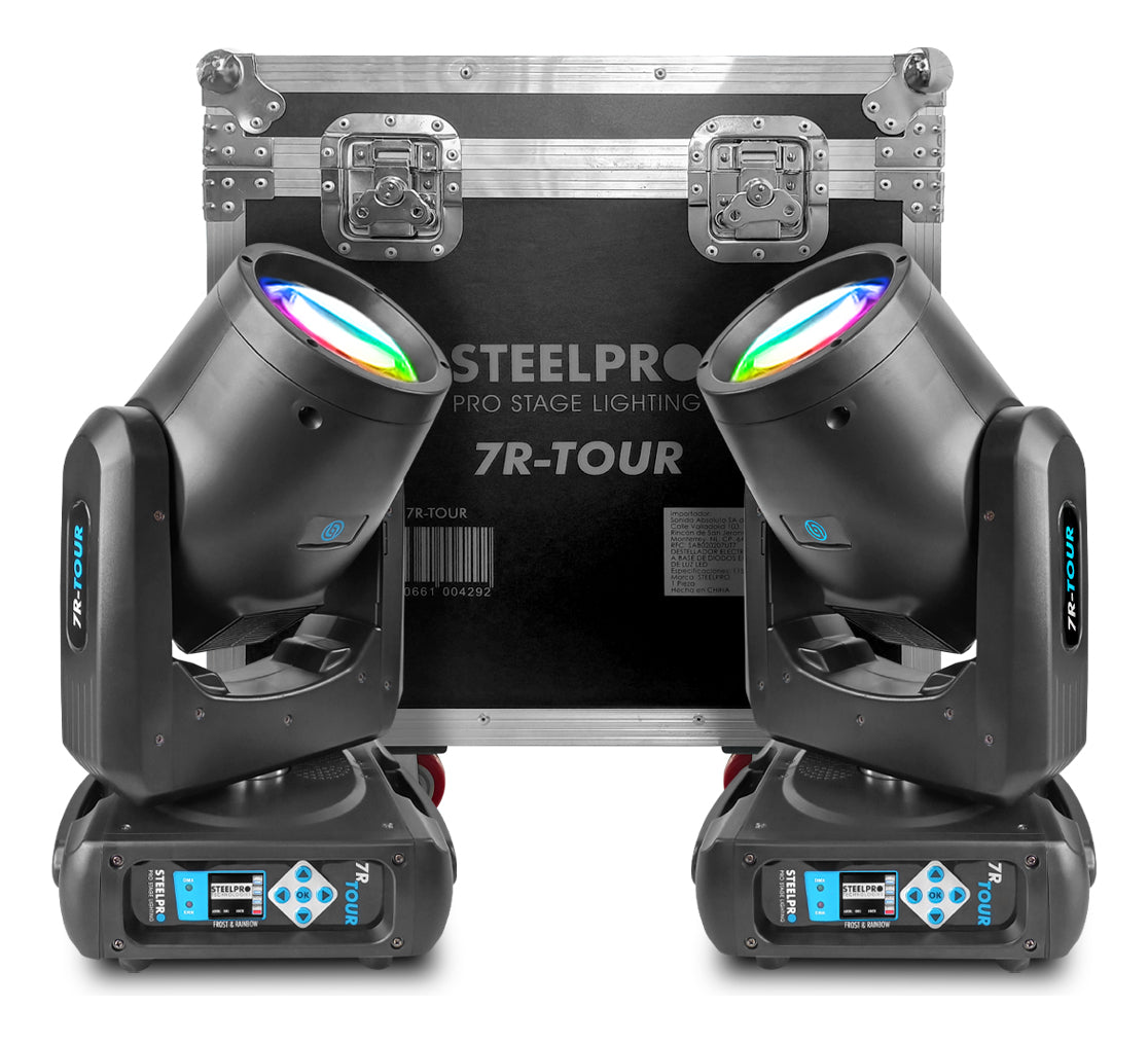 Case Cabeza Movil Beam 7r Tour Dmx + Arcoiris Luz Escenario Dj Steelpro Gratis 4 Pro Clamps Steelpro