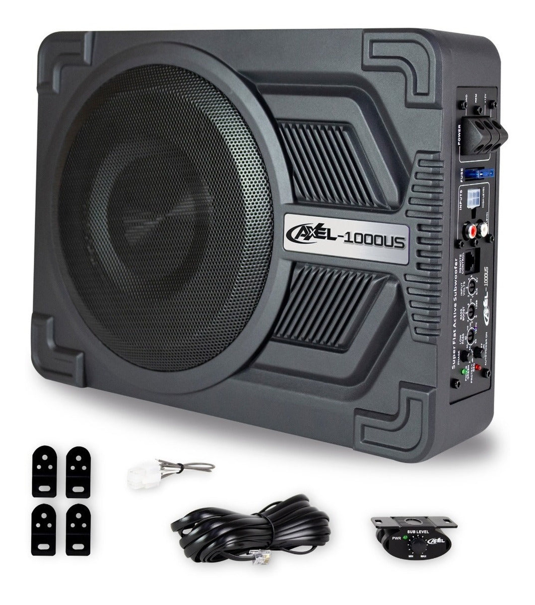 Subwoofer Amplificado 10' Axel By Steelpro + Kit De Cables