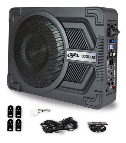 Subwoofer Amplificado 10' Axel By Steelpro + Kit De Cables
