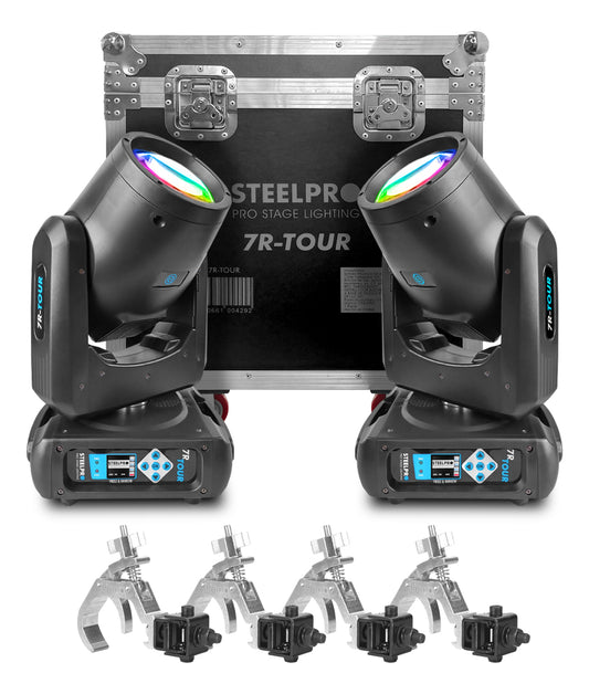 Case Cabeza Movil Beam 7r Tour Dmx + Arcoiris Luz Escenario Dj Steelpro Gratis 4 Pro Clamps Steelpro