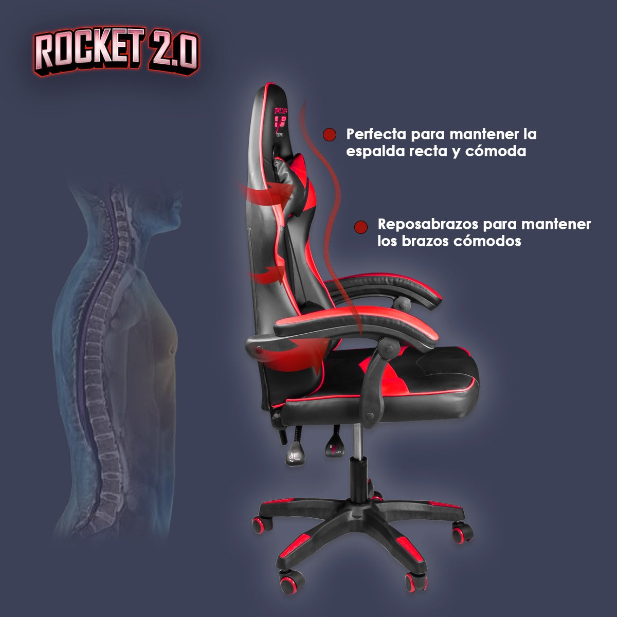 Silla Gamer Ergonómica Reclinable Rocket Game By Steelpro