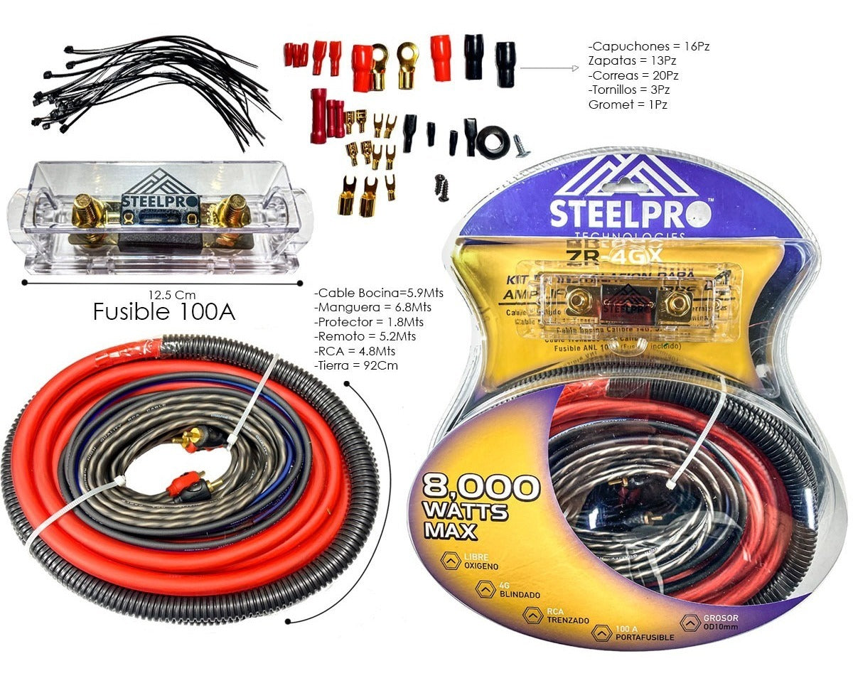 Subwoofer Amplificado 10' Axel By Steelpro + Kit De Cables