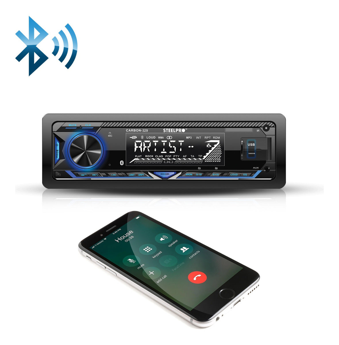 Steelpro Kit Autoestereo Bluetooth Y Bocinas 6.5 Usb-sd Card