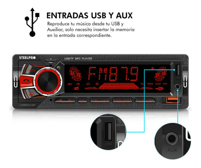 Autoestereo Bluetooth 1 Din 2usb, Sd Aux Estereo - Steelpro