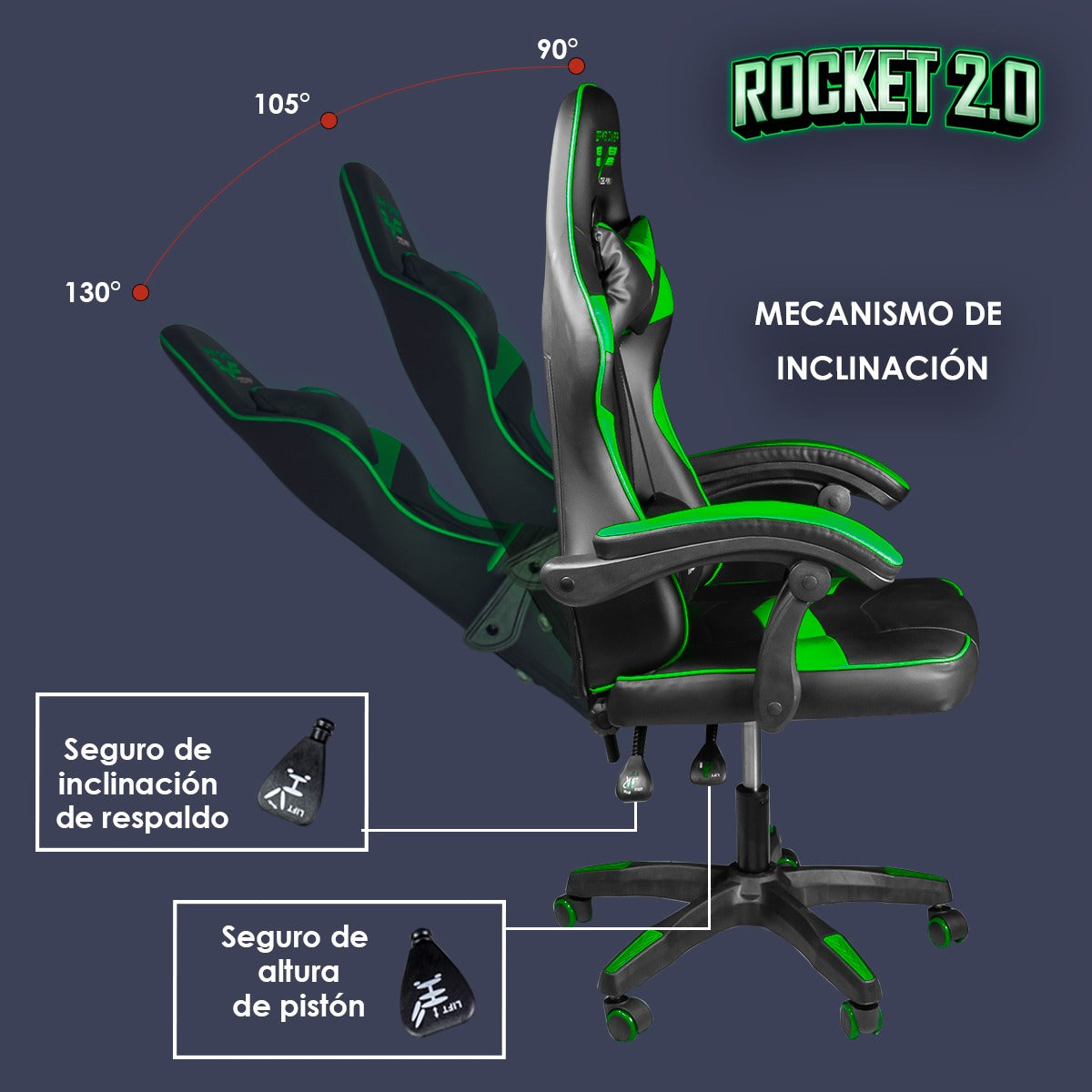 Silla Gamer Ergonómica Reclinable Rocket Game By Steelpro