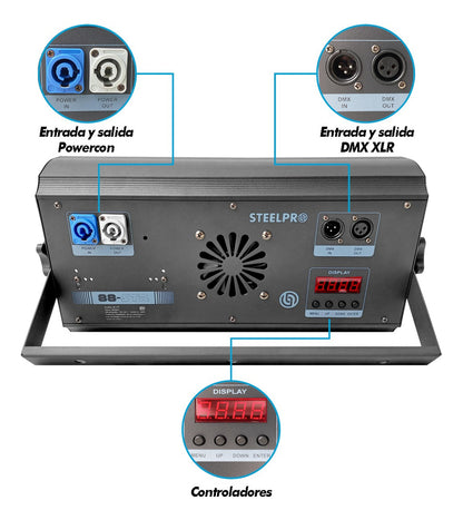 Estrobo Profesional 960 Led Rgb+ Estrobo Dmx Steelpro