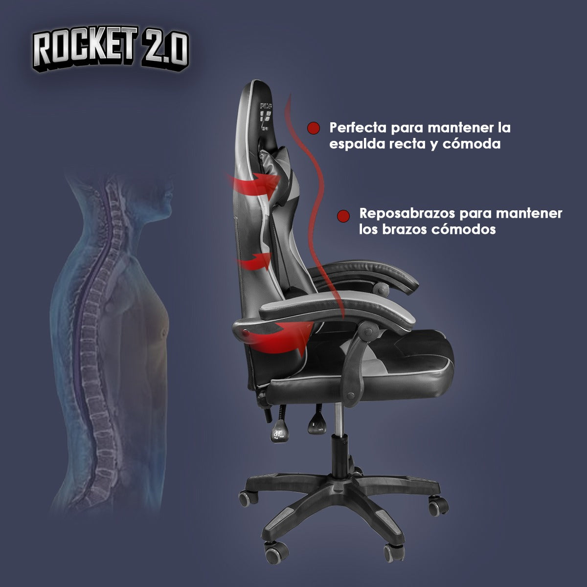 Silla Gamer Ergonómica Reclinable Rocket Game By Steelpro