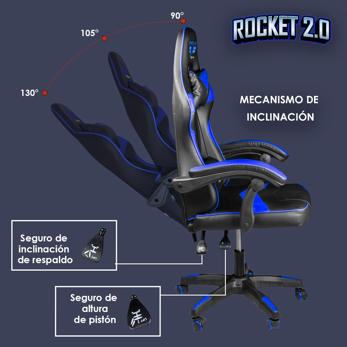 Silla Gamer Ergonómica Reclinable Rocket Game By Steelpro