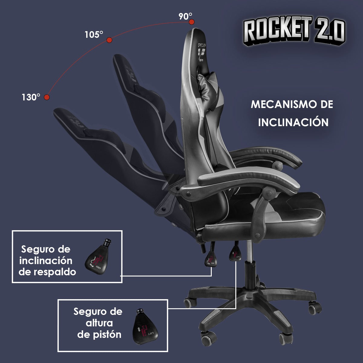 Silla Gamer Ergonómica Reclinable Rocket Game By Steelpro