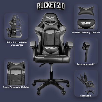 Silla Gamer Ergonómica Reclinable Rocket Game By Steelpro