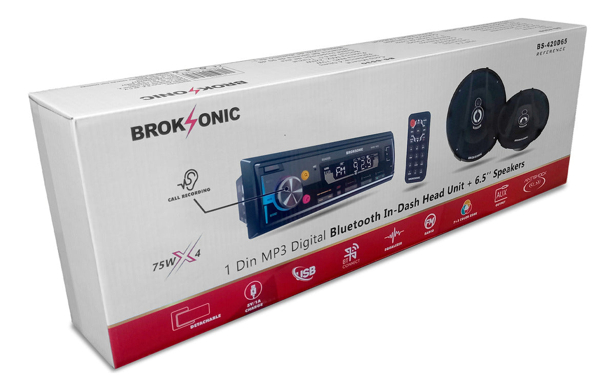 Autoestereo Desmontable Bocinas6.5 3vias Broksonic Bs-420d65
