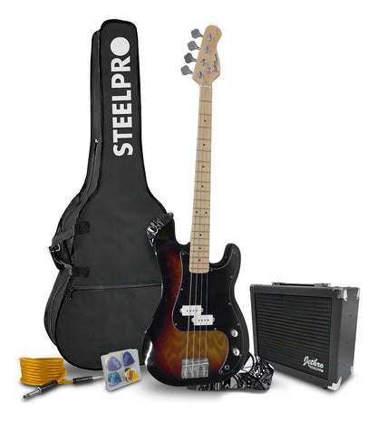 Paquete Bajo Electrico Jethro Series By Steelpro 501-sk Acabado Del Cuerpo Poliuretano Cantidad De Cuerdas 4 Color 3 Tone Sunburst Orientación De La Mano Diestro