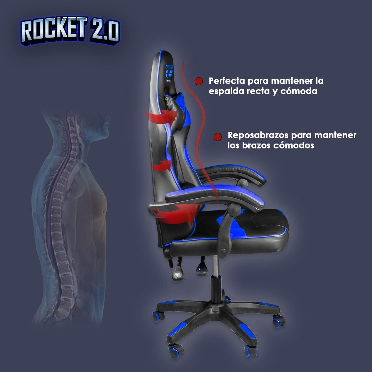 Silla Gamer Ergonómica Reclinable Rocket Game By Steelpro