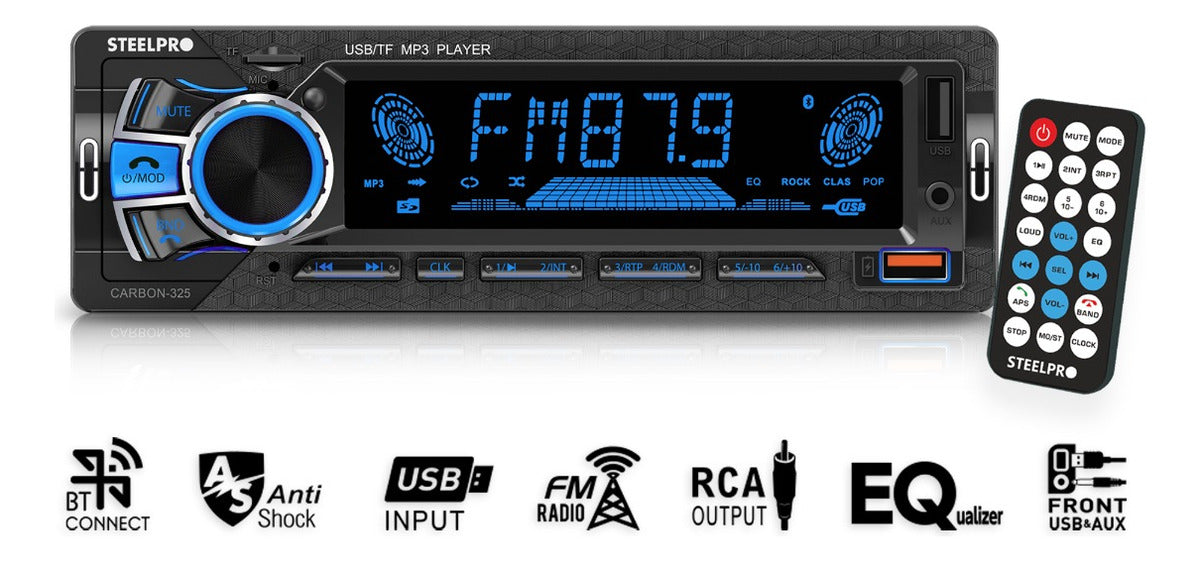 Autoestereo Bluetooth 1 Din 2usb, Sd Aux Estereo - Steelpro