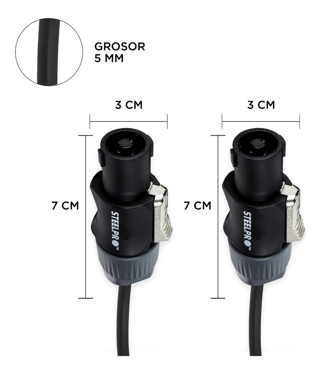 Cable Audio Conector Speakon Macho A Macho 10m Steelpro