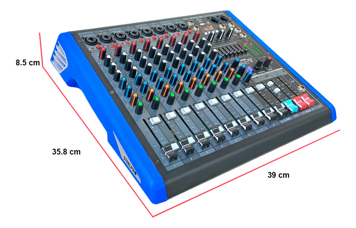 Mezcladora Profesional 8 Canales Dsp Voz Del Diablo Y Voz De Ardilla Solo-8.2 Steelpro