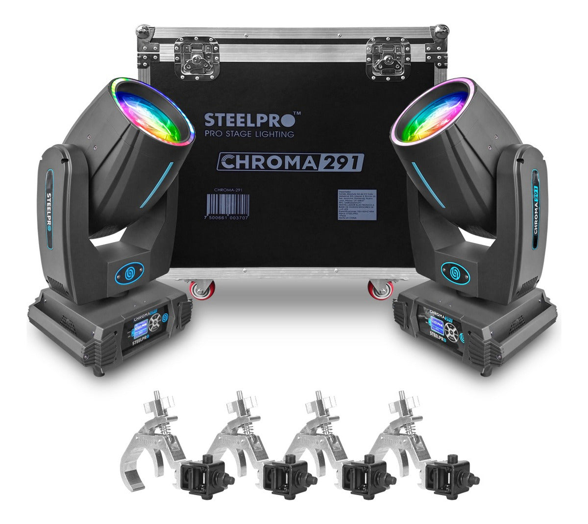 Case 2 Cabezas Moviles Led Beam 12r Rainbow+frost  Steelpro