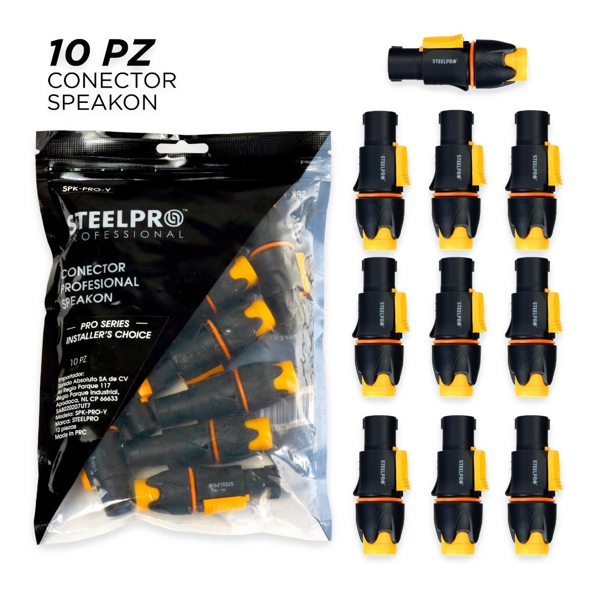 10 Conectores De Audio De 4 Polos Speakon - Steelpro