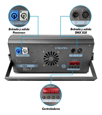 Estrobo Profesional 960 Led Rgb+ Estrobo Dmx Steelpro