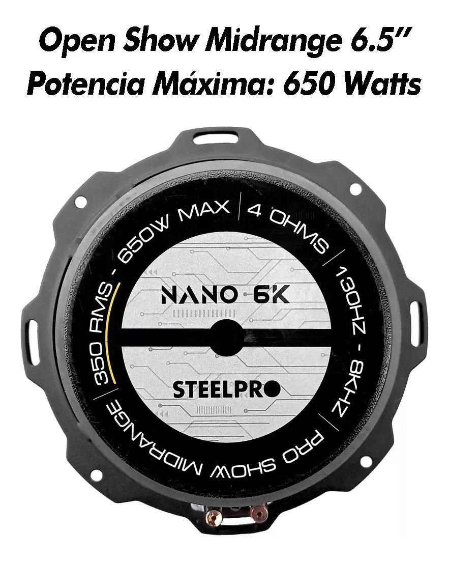 Medio Rango Nano 6.5pulg Open Show Alto Spl Steelpro Negro