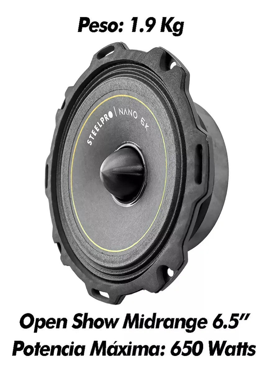 Medio Rango Nano 6.5pulg Open Show Alto Spl Steelpro Negro