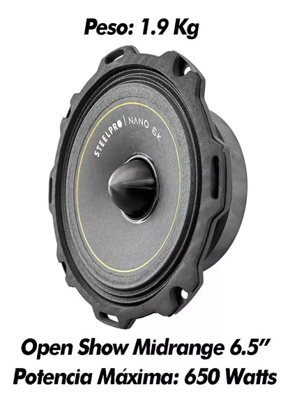 Medio Rango Nano 6.5pulg Open Show Alto Spl Steelpro Negro