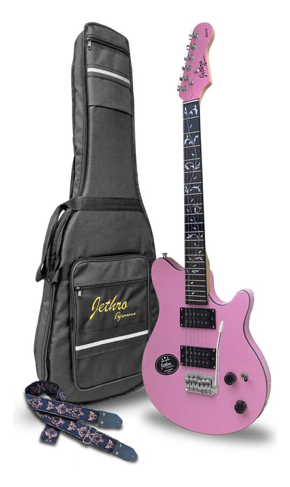 Guitarra Electrica Series Jethro By Steelpro 073-lx Color PINK BINDING BLACK Orientación de la mano Diestro