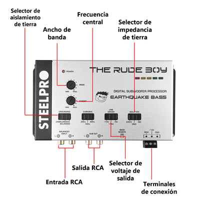EARTHQUAKE BASS Epicentro Procesador De Bajos Line Driver 10v The Rude Boy by Steelpro