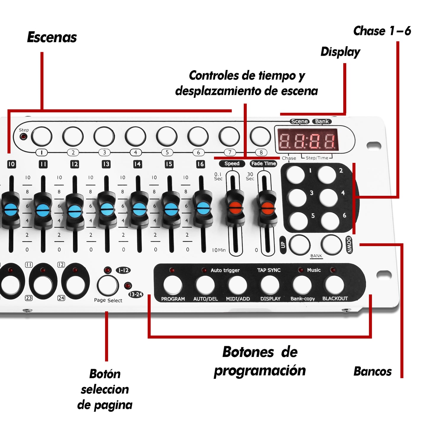Controlador Dj Dmx 384 Canales Electra 384 By Steelpro Color Negro