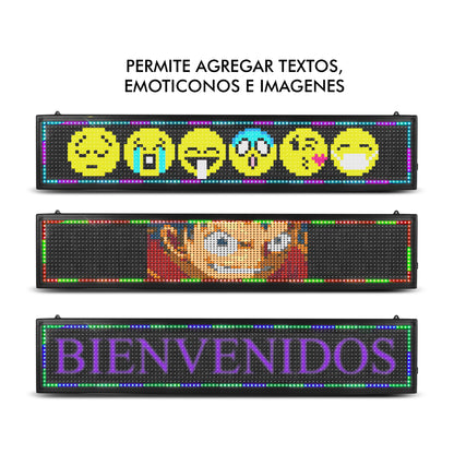WF-ADV-FULL Letrero LED Programable RGB Full Color 100cm WiFi 16x96 LEDs 1536 LEDs 60 Efectos 3000 Caracteres Programación de Texto Publicidad Digital Pantalla LED para Negocio Steelpro