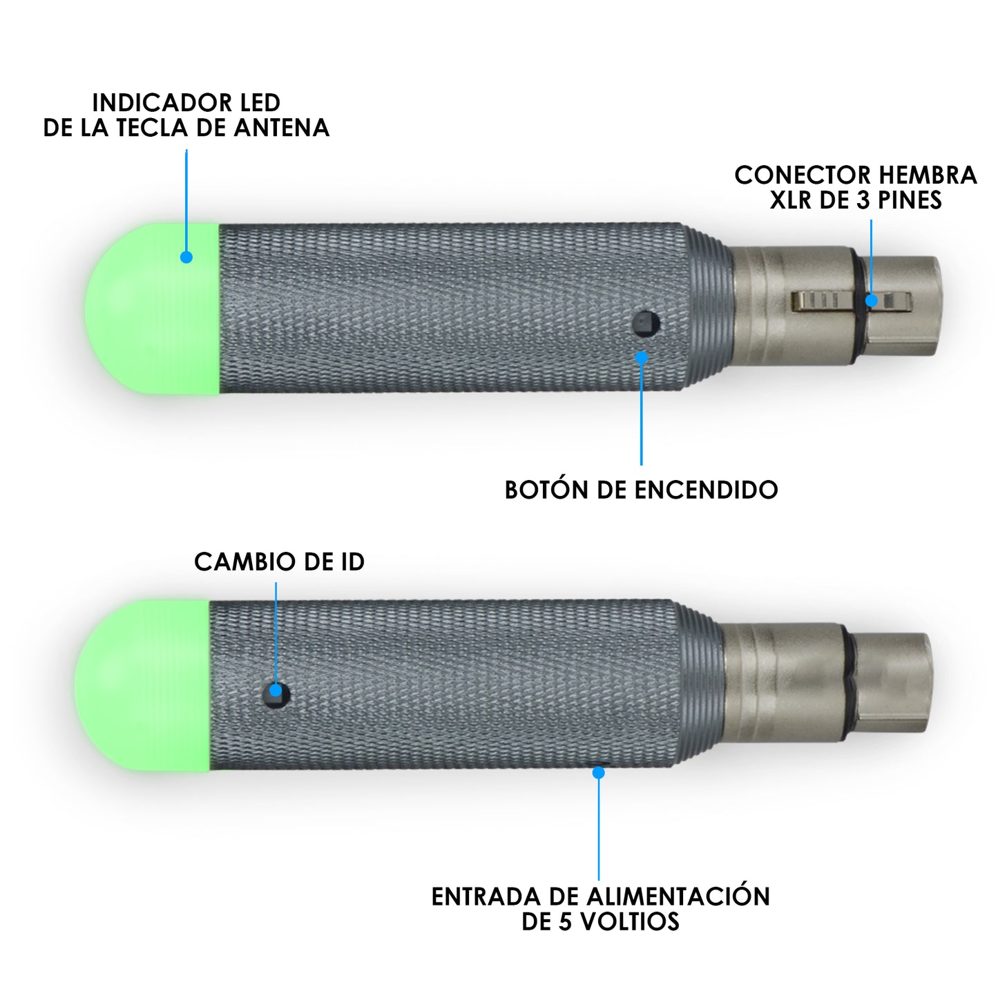 Antena Receptora Inalámbrica Dmx512 Recargable By Steelpro Color Gris