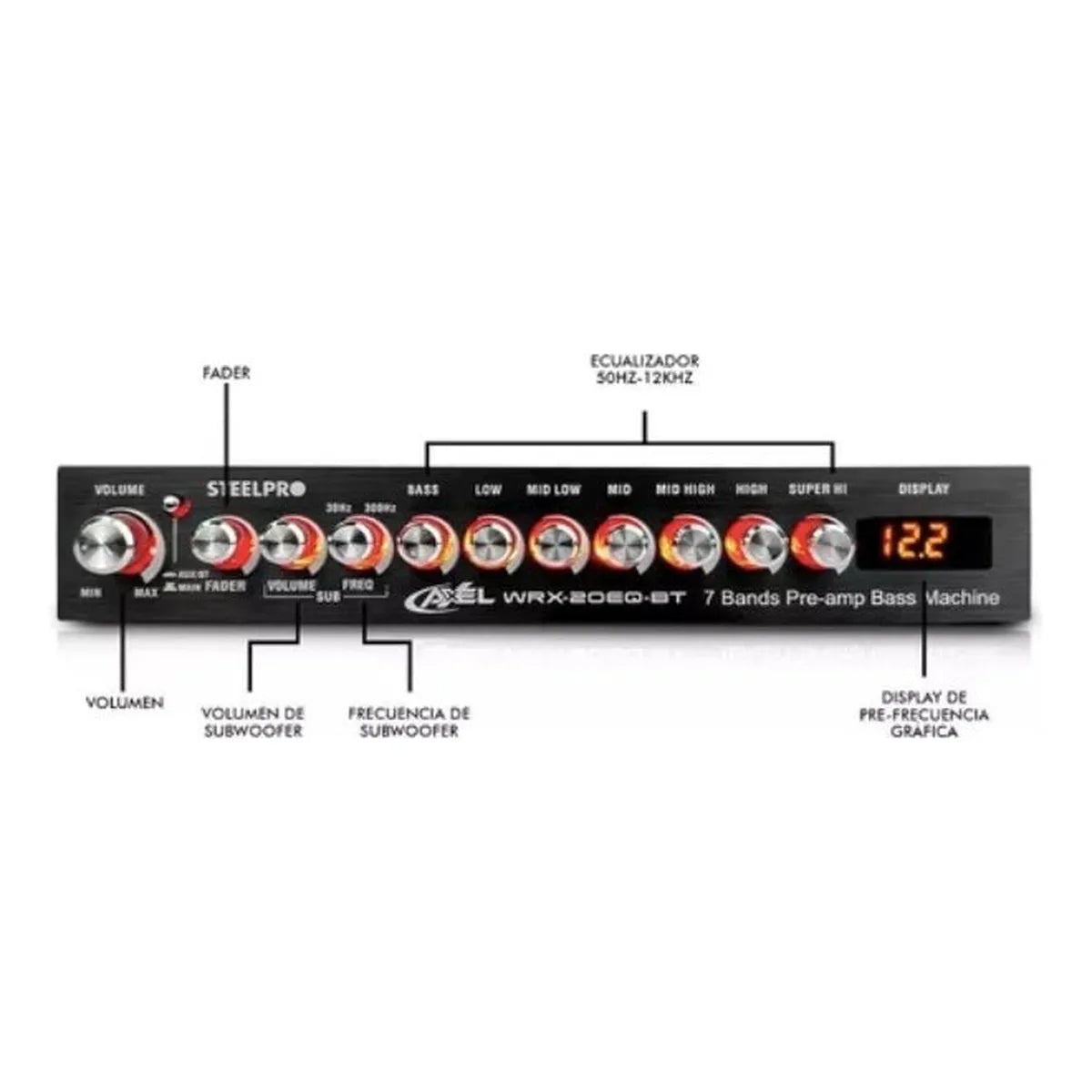 Ecualizador Pre-amp 7 Bandas+sub Bluetooth Axel By Steelpro