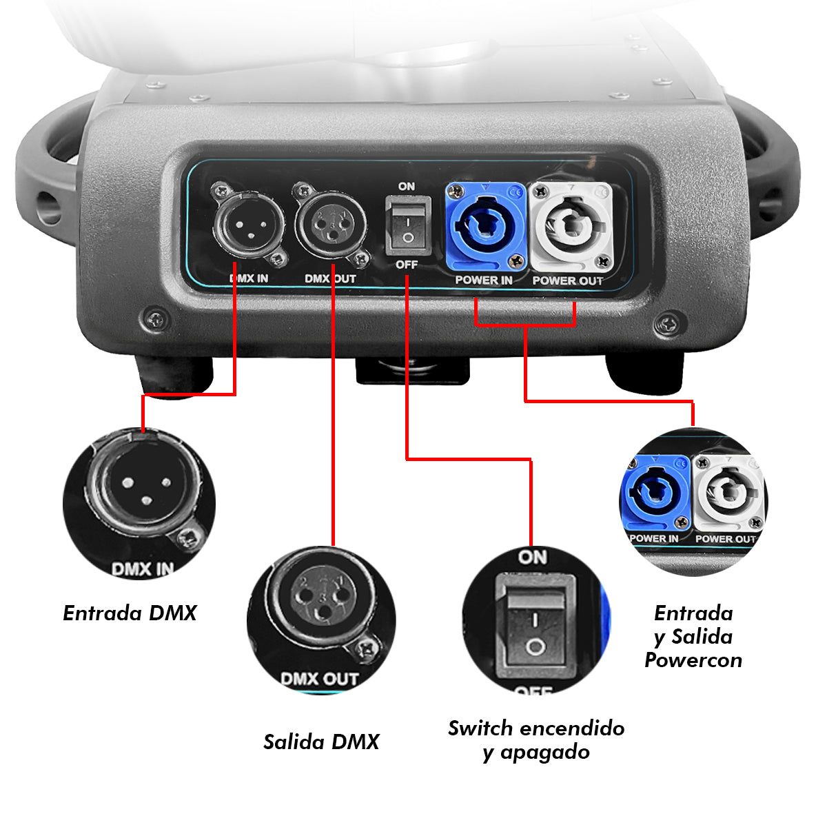 FRACTAL-1915H Set de 2 Cabezas Robóticas Wash RGBW 19x15W + Aro SMD Zoom Case Steelpro