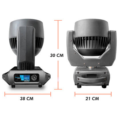 FRACTAL-1915H Set de 2 Cabezas Robóticas Wash RGBW 19x15W + Aro SMD Zoom Case Steelpro