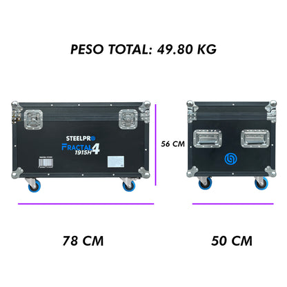 FRACTAL-1915H4 Set de 4 Cabezas Robóticas Wash RGBW 19x15W + Aro SMD Zoom Case Steelpro