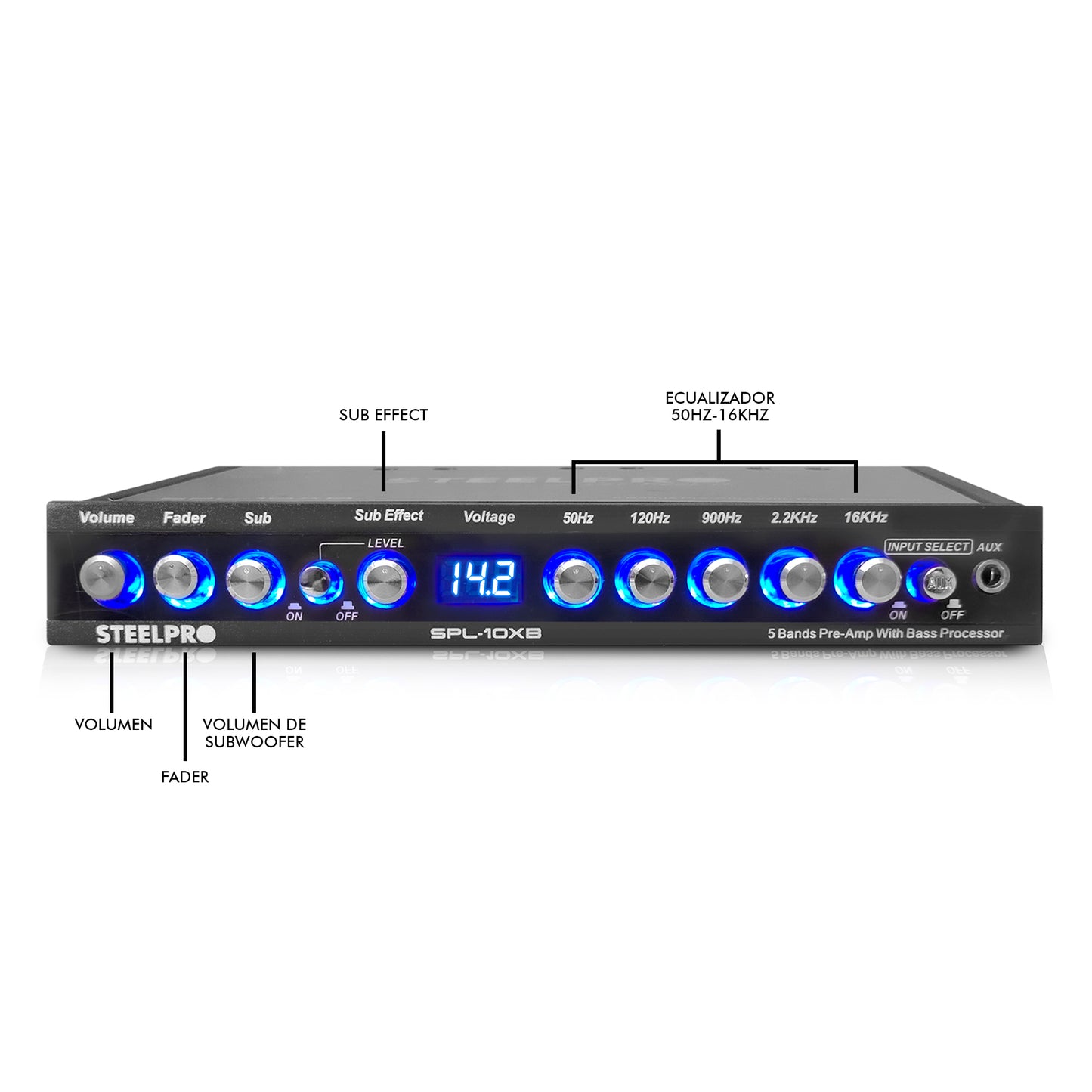 Ecualizador Pre-amp 5 Bandas Efecto Epicentro 9volt Steelpro